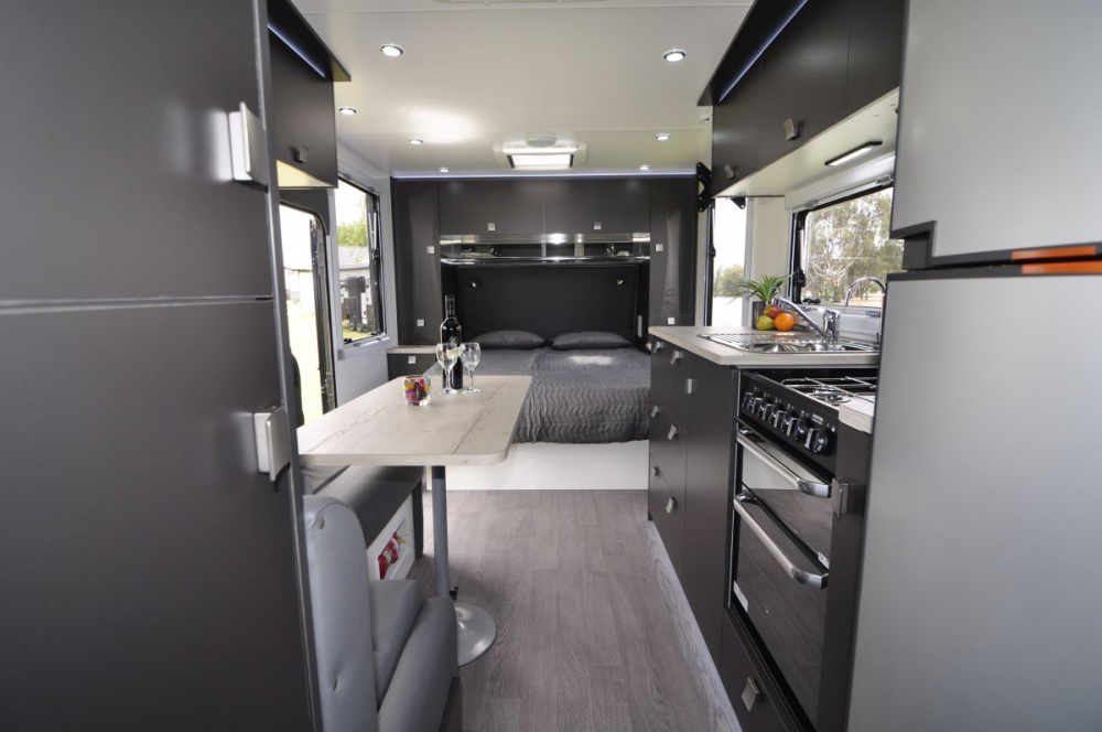 kitchen in a family caravan